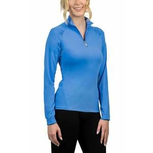 NEW KASTEL DENMARK 1/4 zip shirred raglan long sleeve tee in periwinkle